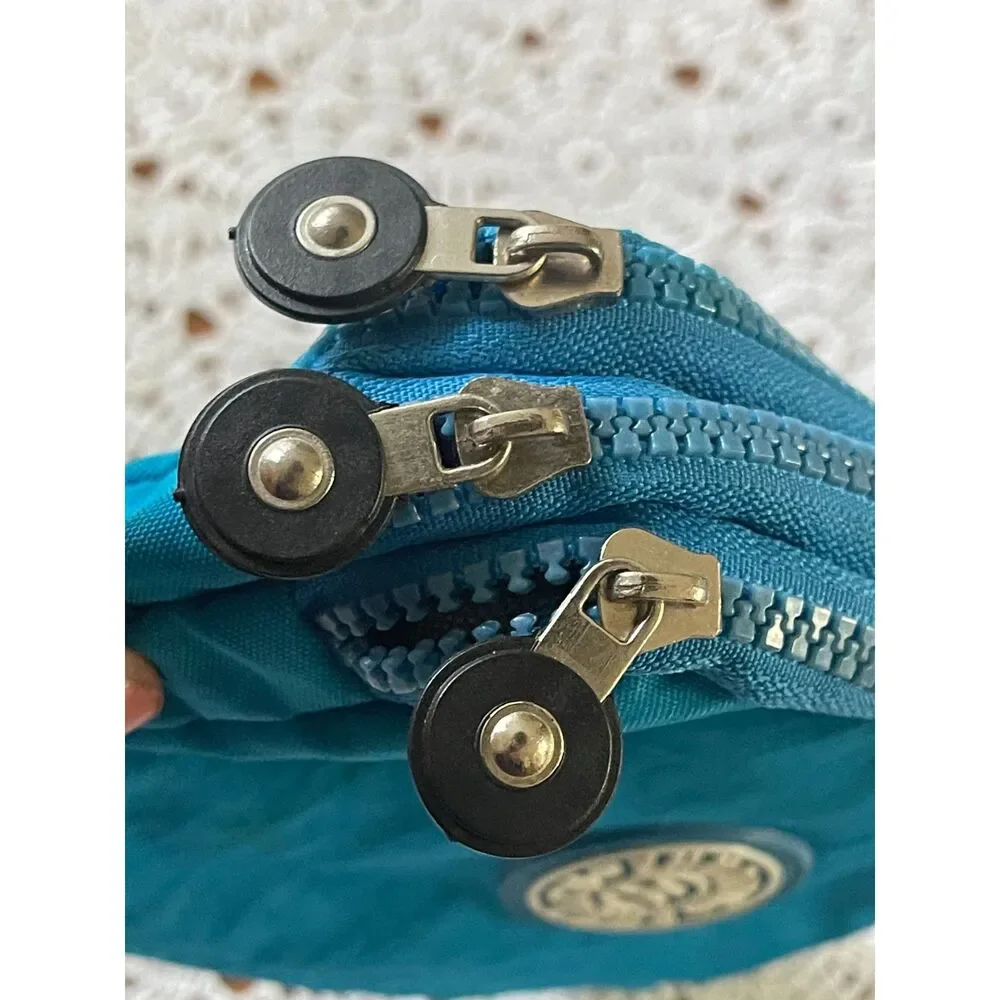 Zhuoku Nylon Wrist Bag Clutch with Strap 3- Pocket Unisex Teal Blue Travel Bag